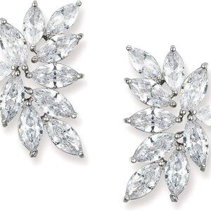 Bridal Wedding Earrings for Brides Bridesmaid, Marquise Cubic Zirconia Rhineston